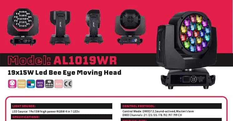 AL1019WR 19×15W LED Bee Eye Moving Head