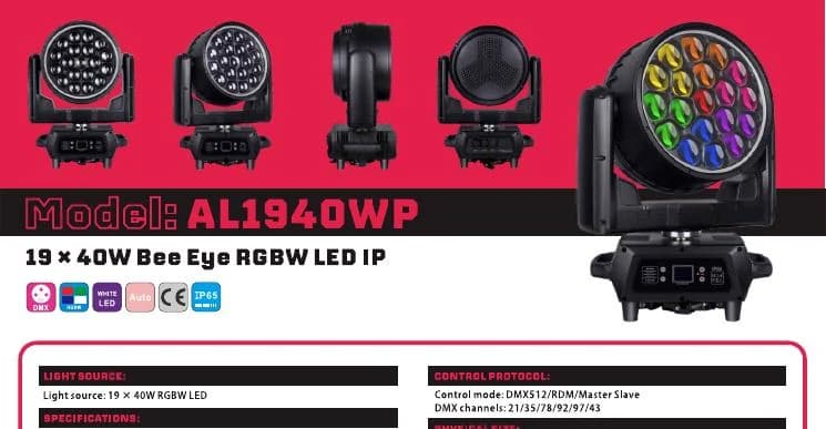AL1940WP 19×40W Bee Eye RGBW LED IP product views