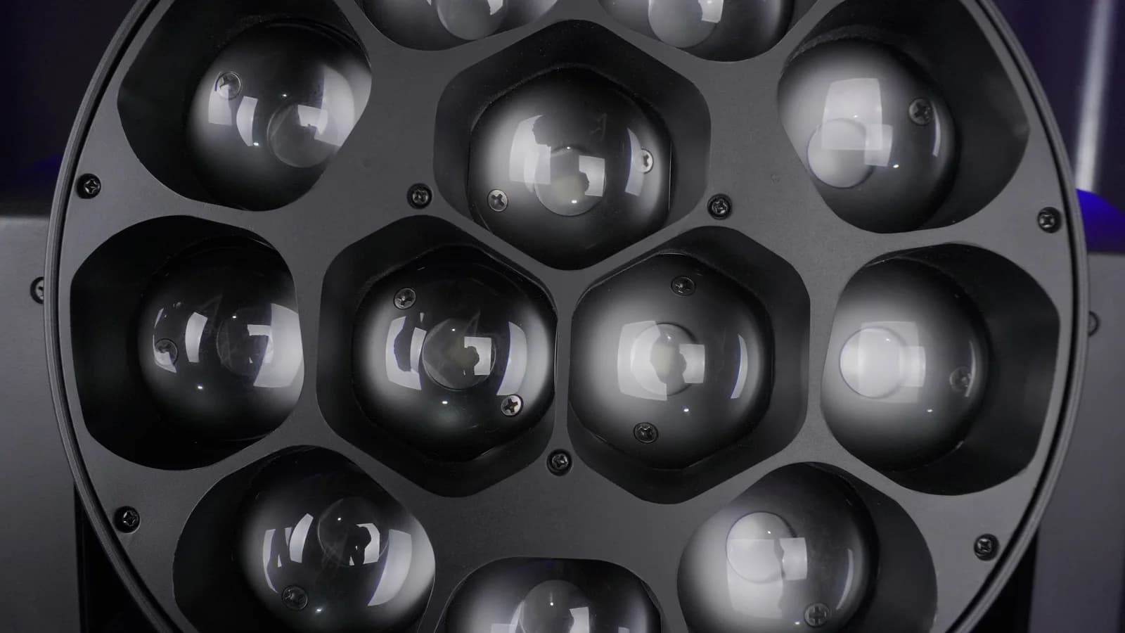 Close-up of a Zoom Wash multi-lens optical face