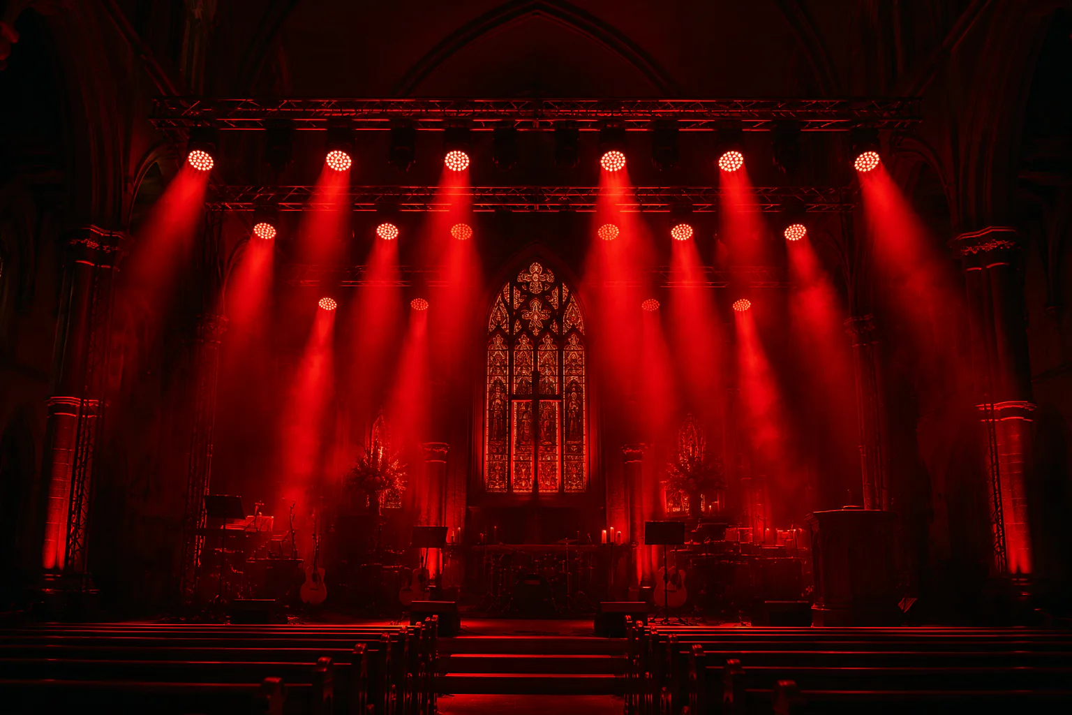 Entertainment venue with red wash lighting