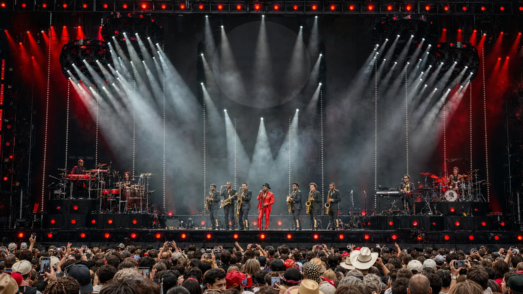 Open-air concert stage used to illustrate IP65 wash moving head planning
