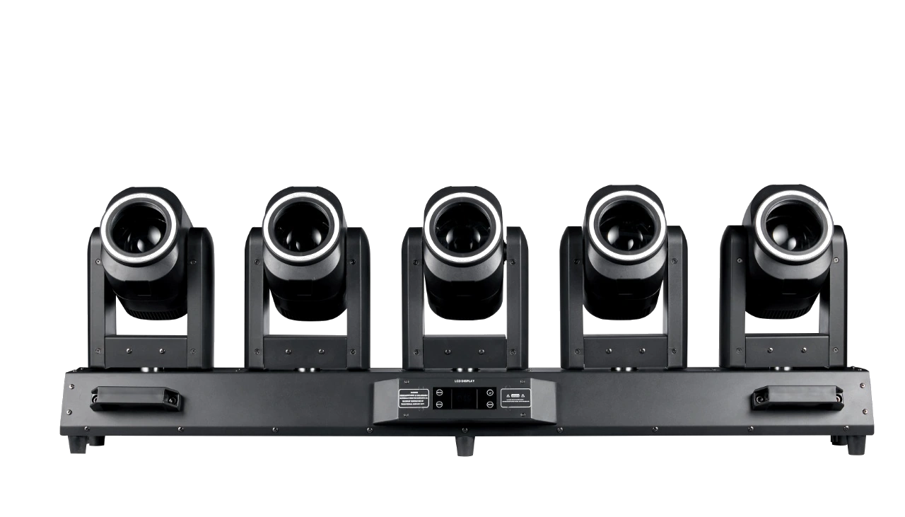 AL0580T five-head LED Tornado moving head straight front unlit view