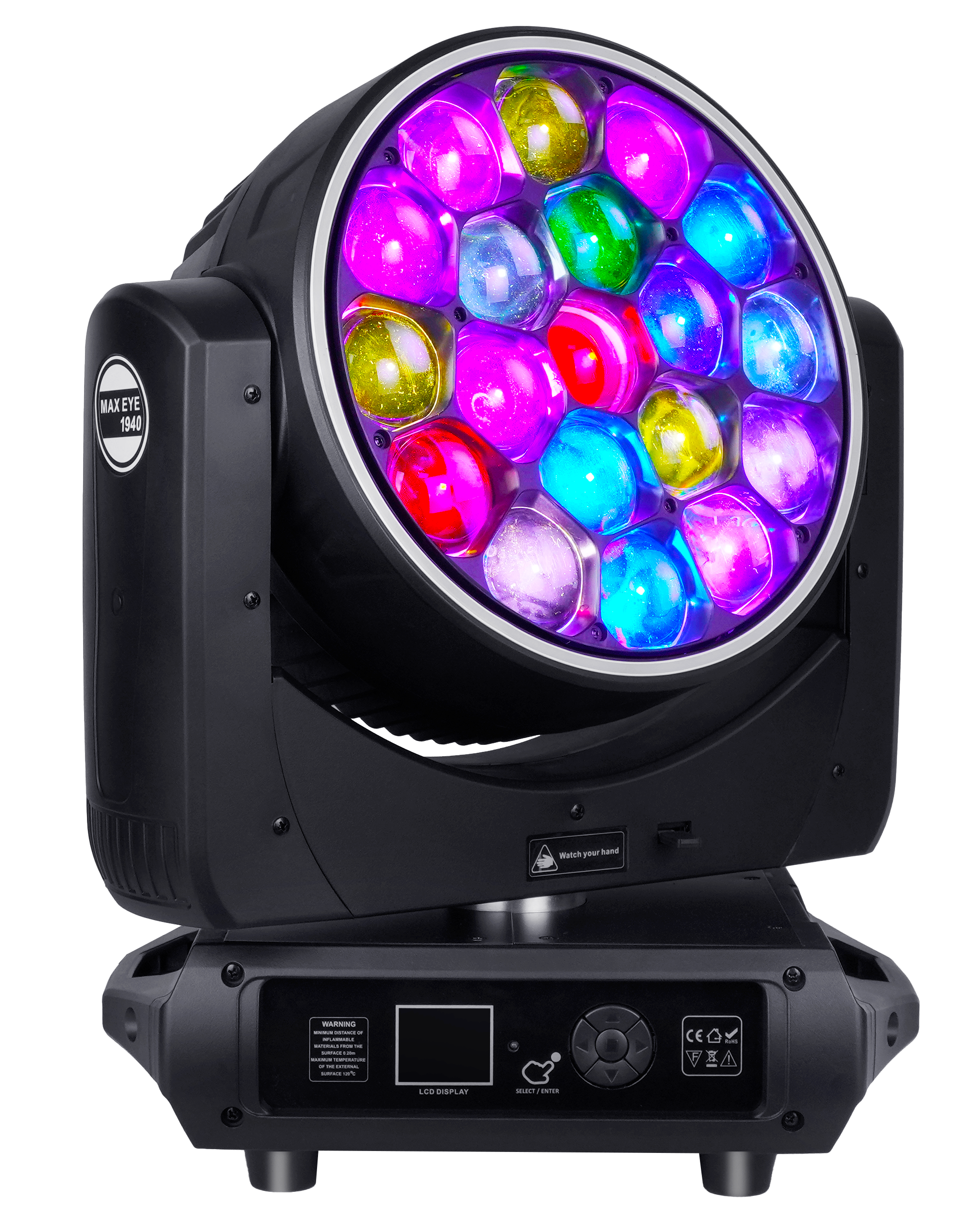 AL1940WZ 19x40W RGBW LED Bee Eye moving head illuminated in multiple colors