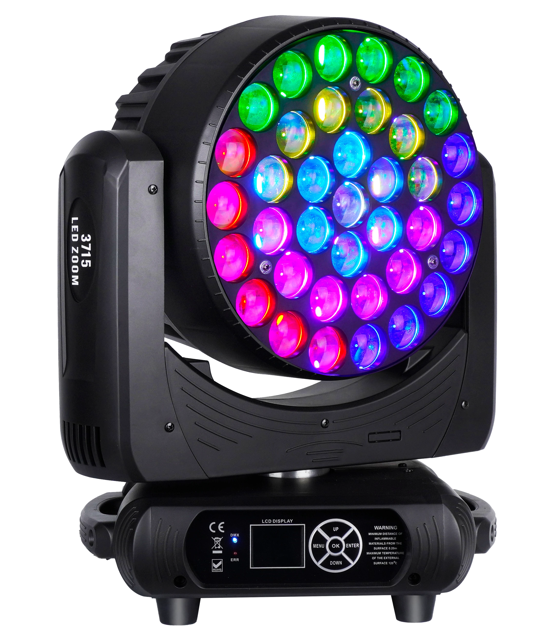 AL3715WZ 37x15W RGBW LED zoom wash moving head illuminated in multiple colors