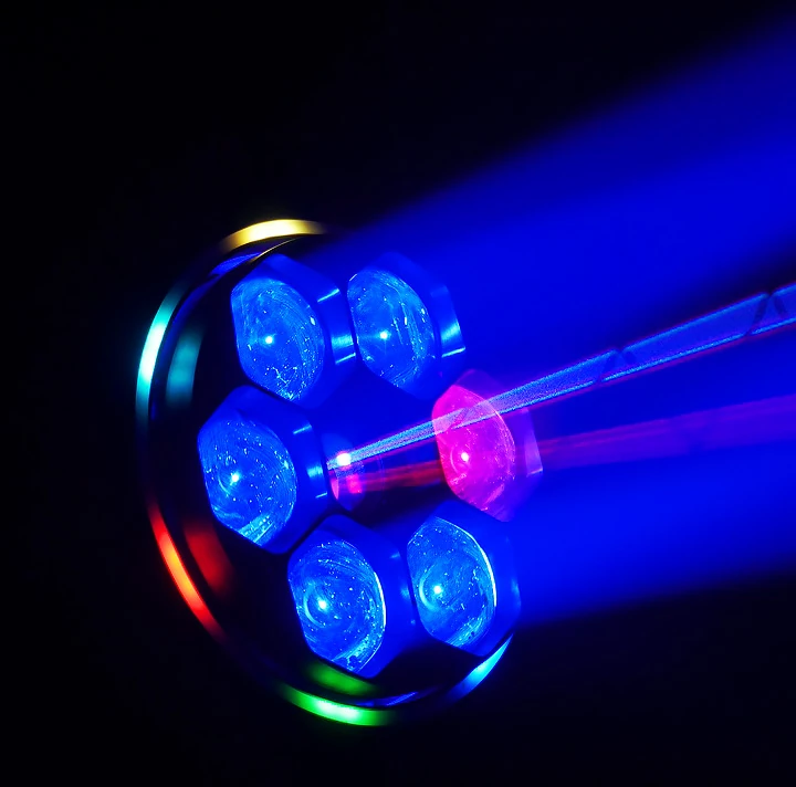 AL640WX blue wash output with red and blue laser effects
