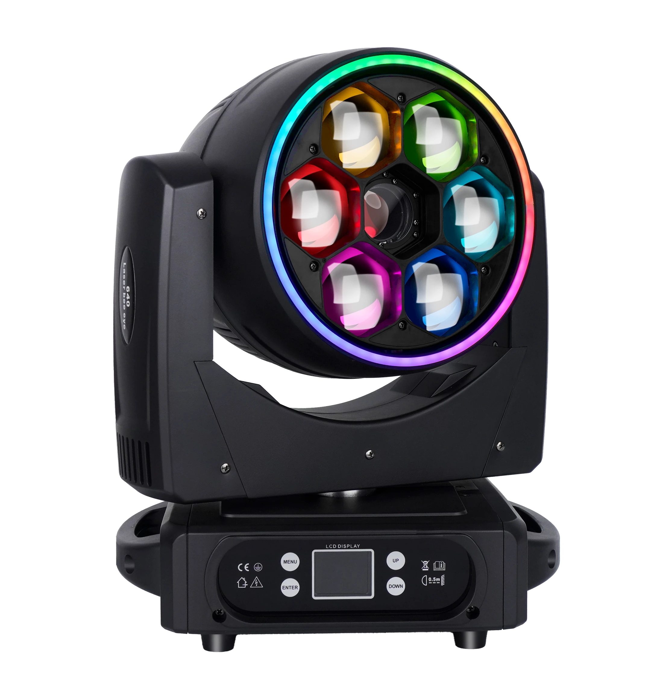 AL640WX six-cell RGBW Bee Eye moving head with RGB halo and center laser