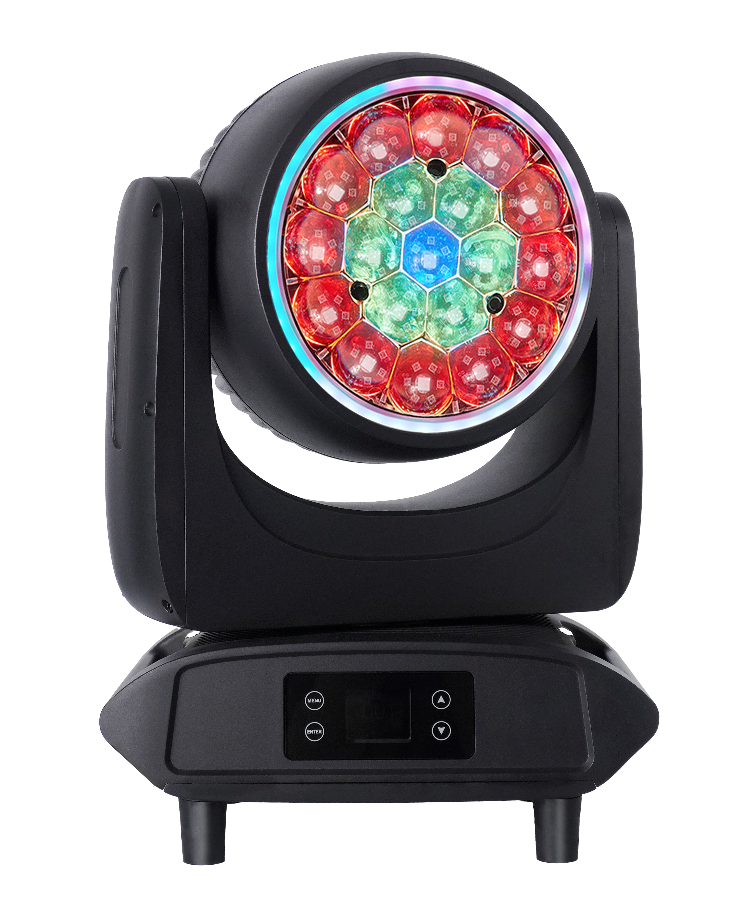 AOLAIT ALP1940WZ compact IP65 moving head with multicolor 19x40W RGBW face and halo ring