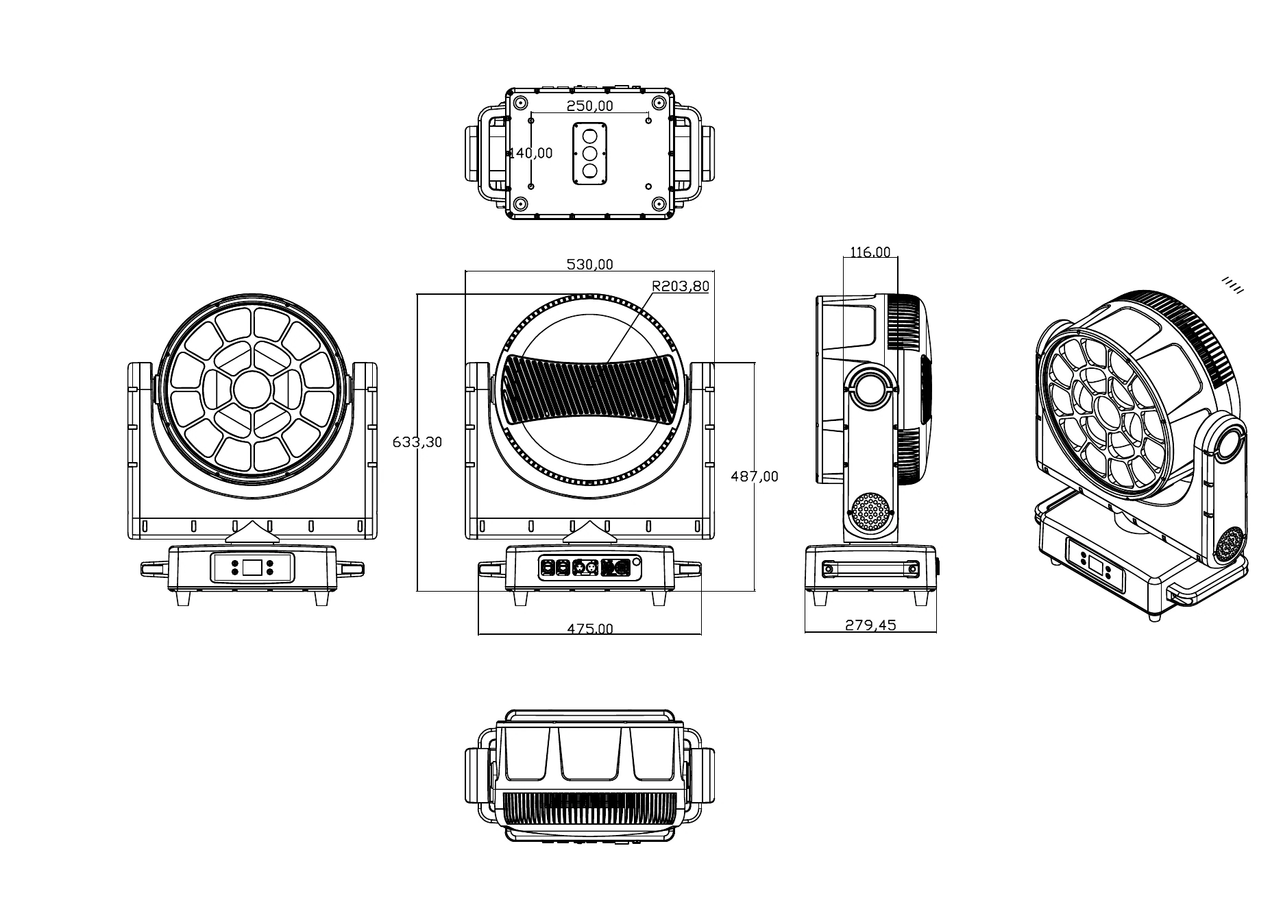 ALP1980WX product dimension drawing