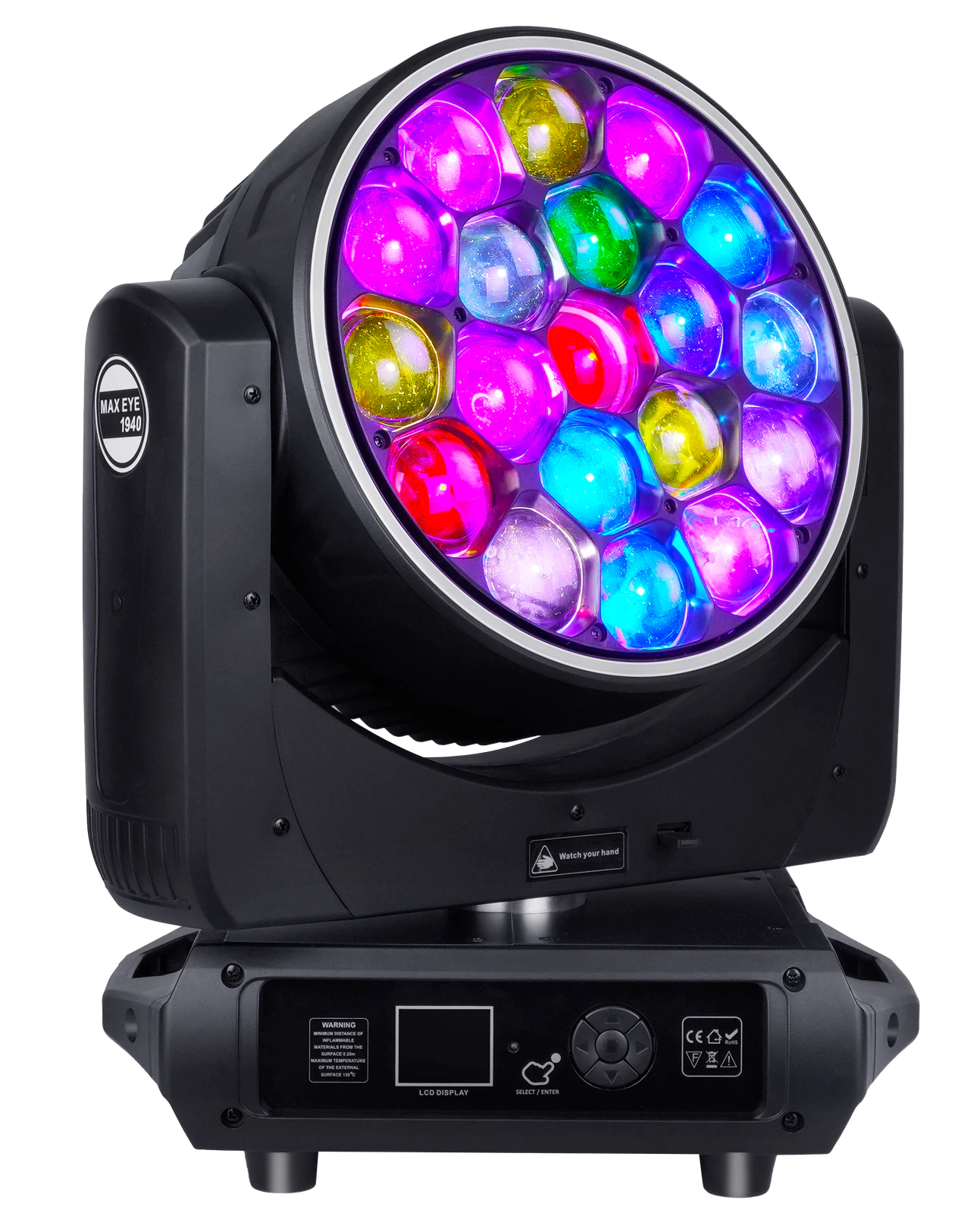 AL1940WZ 19x40W RGBW LED Bee Eye moving head illuminated in multiple colors