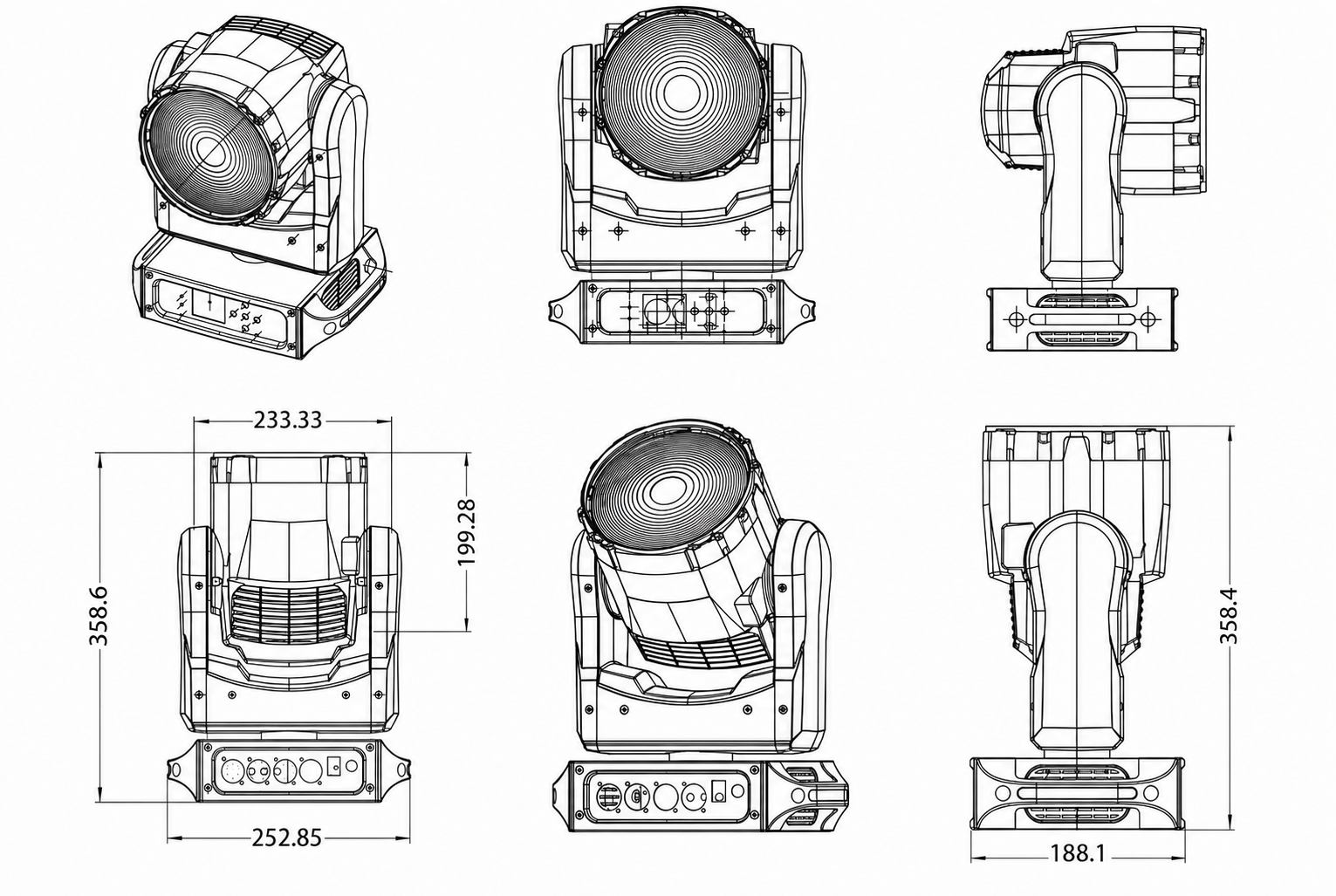 AL150WX fixture dimension drawing
